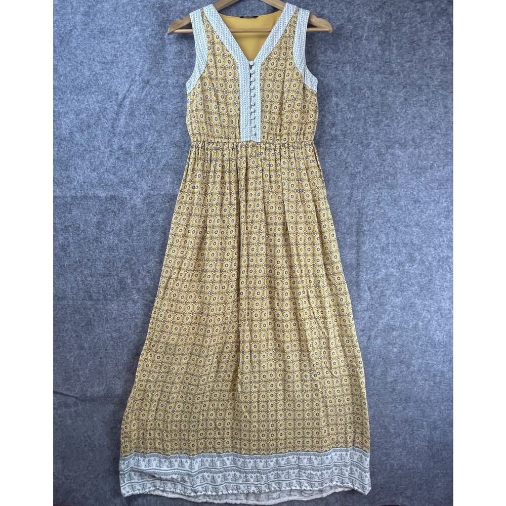 Splash‎ Dress Womens 10 Yellow Pleated Popover Farm Country Traditional
